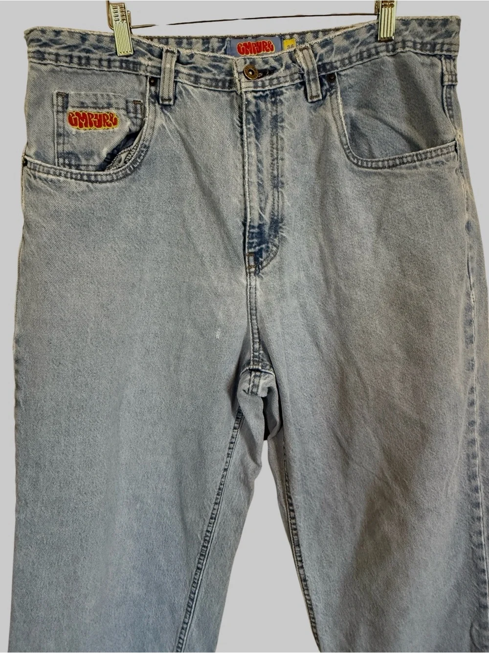 Empyre Relax Jeans Mens 36 Light Wash Baggy Wide Leg Skate Denim Y2K 100% Cotton